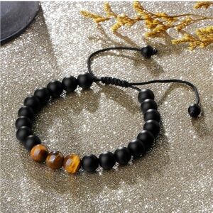 Black and Brown Beaded Tiger’s Eye Bracelet # 117